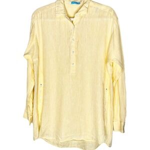 J McLaughlin Women's 100% Linen Popover Top Size Small Yellow Lightweight Tunic